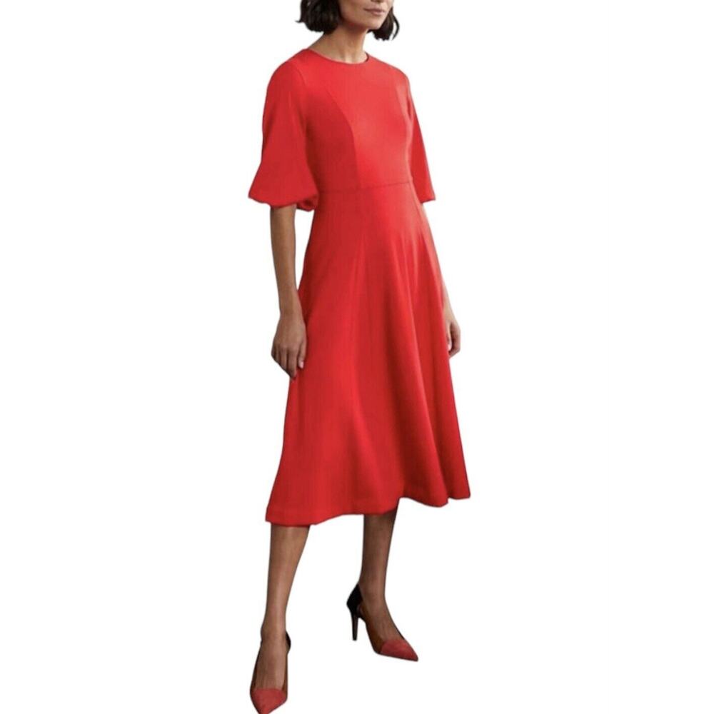 Boden Fit & Flare Midi Dress Womens Size 4 Petite Red NWT